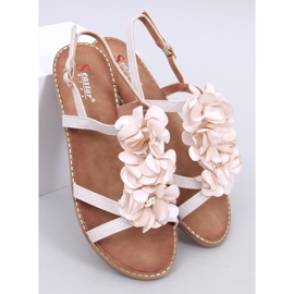 Amaur Beige sandaler med fina blommor 1