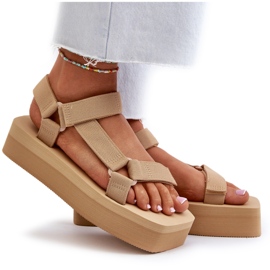 Ideal Shoes Platformsandaler för kvinnor, beige 4