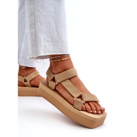 Ideal Shoes Platformsandaler för kvinnor, beige 2