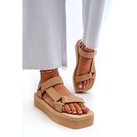 Ideal Shoes Platformsandaler för kvinnor, beige 1