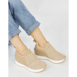 Beige wedge sneakers i mocka 1
