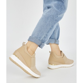 Beige wedge sneakers i mocka 2