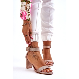 Blanka sandaler med hög klack, roséguld gyllene 1