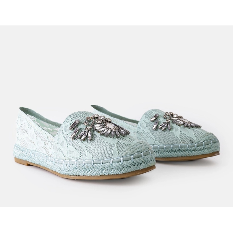 Gröna espadrillor med Lordly strass 1