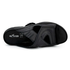 Olivier Mäns flip -flops gjorda av naturläder 400mp svart 3