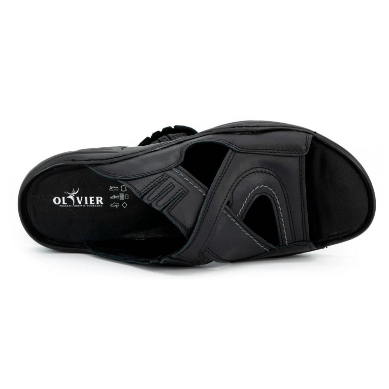 Olivier Mäns flip -flops gjorda av naturläder 400mp svart 3