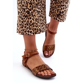 Zazoo 40027 platta lädersandaler för kvinnor, koppar brun 2