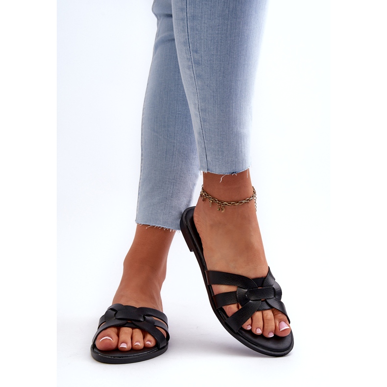 Evento Kvinnors platthöga ekolidare tofflor svart 3