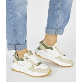 Flerfärgade sportskor för kvinnor med tjock sula vit 1