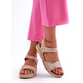 Evento Damsandaler med kardborreband, beige 3