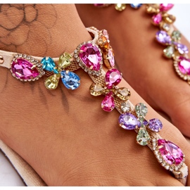 Flip-flopsandaler i beige mocka med stenar 2