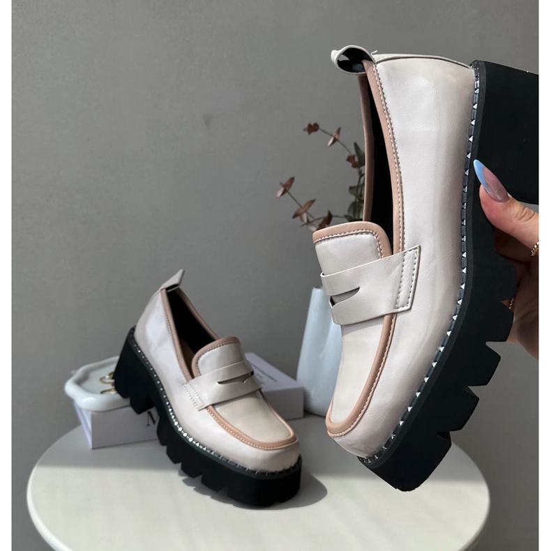 S.Barski Lädermockasiner för kvinnor D&amp;A MR870-32 Beige 1