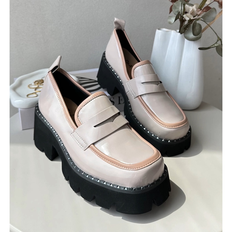 S.Barski Lädermockasiner för kvinnor D&amp;A MR870-32 Beige 2