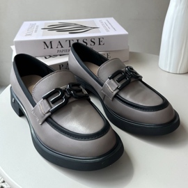 Vinceza Eleganta lädermockasiner för kvinnor, mörkbeige triana grå 1