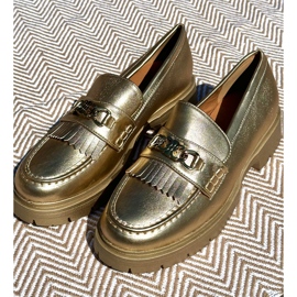 PH2 Eko-lädermockasiner för kvinnor med gulddekor Zanita gyllene 1