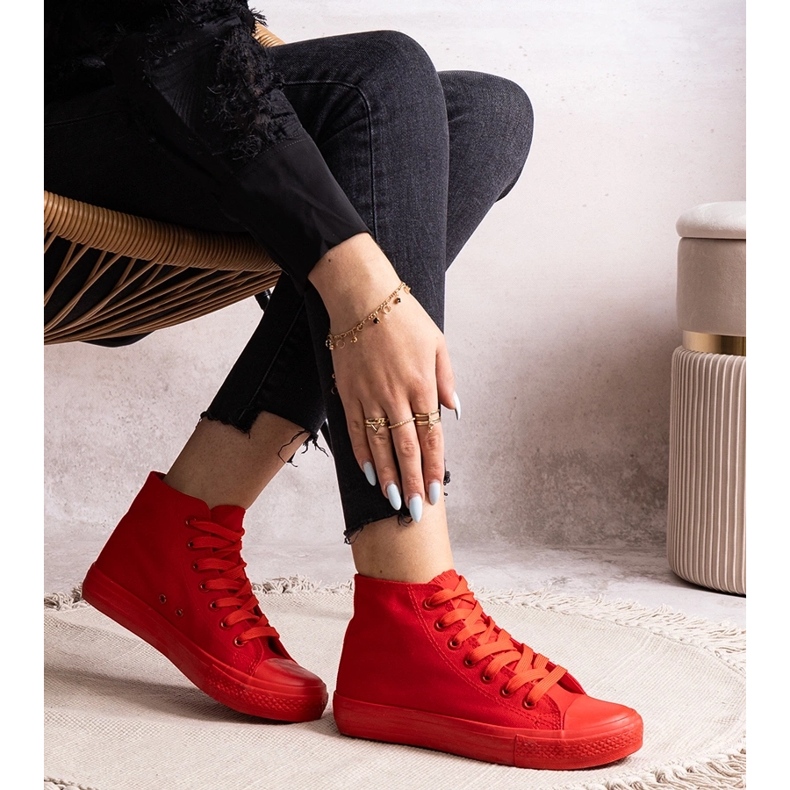 Röda Raffie high-top sneakers 1