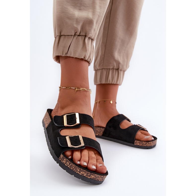 Slip-on sandaler för kvinnor på korksula Svart Cortina 2