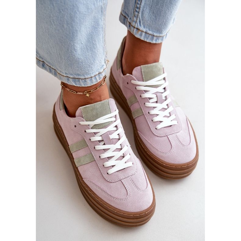 Zazoo N1068S4 Sneakers i mocka för kvinnor, lila violett 1