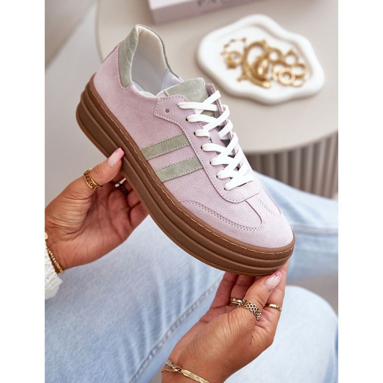 Zazoo N1068S4 Sneakers i mocka för kvinnor, lila purpur 2