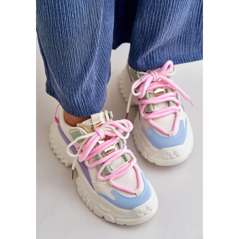 Sneakers för kvinnor på en tjock sula Multicolor Nevela beige 2