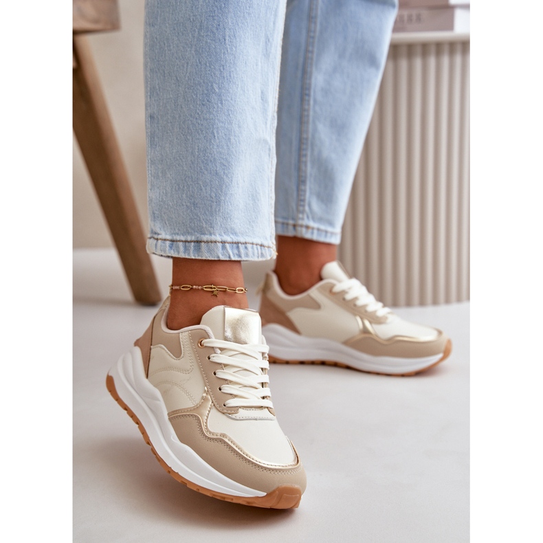 Platformsneakers för kvinnor gjorda av ekologiskt läder, beige Issatta 2