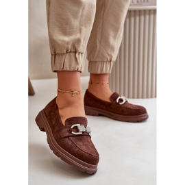 Mockasiner i ekomocka för kvinnor med dekoration, brun Wistera 2