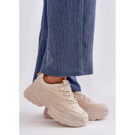 Sportssneakers dam med tjock sula, ljusbeige Lerista 1