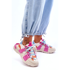 Seastar Moderiktiga sportskor med snörning för kvinnor, beige och rosa 4