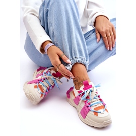 Seastar Moderiktiga sportskor med snörning för kvinnor, beige och rosa 3