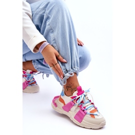 Seastar Moderiktiga sportskor med snörning för kvinnor, beige och rosa 2