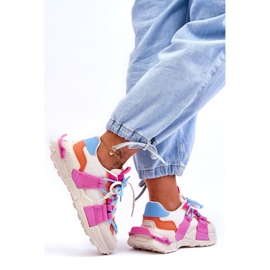 Seastar Moderiktiga sportskor med snörning för kvinnor, beige och rosa 1