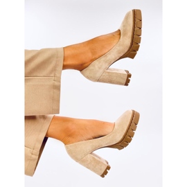 Angela Khaki pumps med hög klack och plattform beige 1