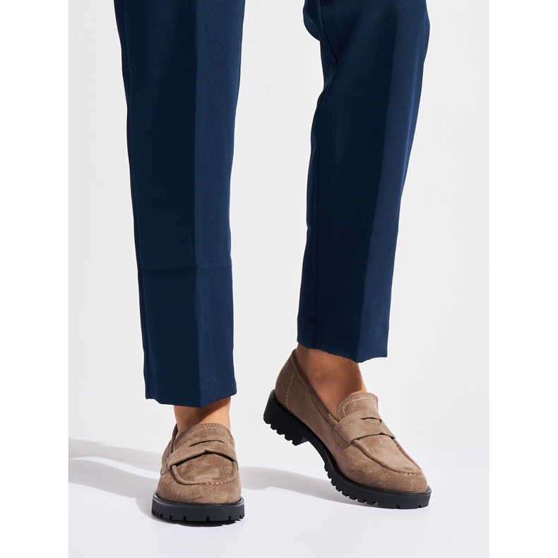 Mockasiner i beige mocka för kvinnor 1