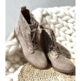 S.barski HY66-136 Ankelboots för kvinnor med mönster, ljusbeige 2