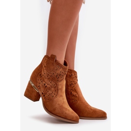 Genombrutna cowboystövlar på hög klack fäst med dragkedja Camel Vosilara brun 1