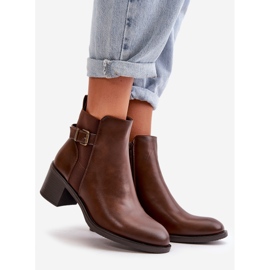 Isolerade damstövlar på hög klack med spänne, brun Nevillra 1