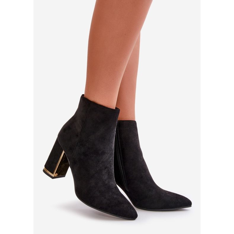 Högklackade ankelstövlar för kvinnor, fäst med dragkedja, isolerade, ekomocka, svart Mevair 1