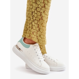 Sneakers med låg plattform för kvinnor gjorda av ekologiskt läder, vitt och grönt, Nevelena 1