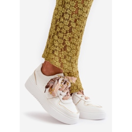 Platformsneakers dam med dekorativ snörning, Vit Mistra 1