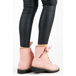 Vices New Collection Ankelboots i mocka med band rosa 1