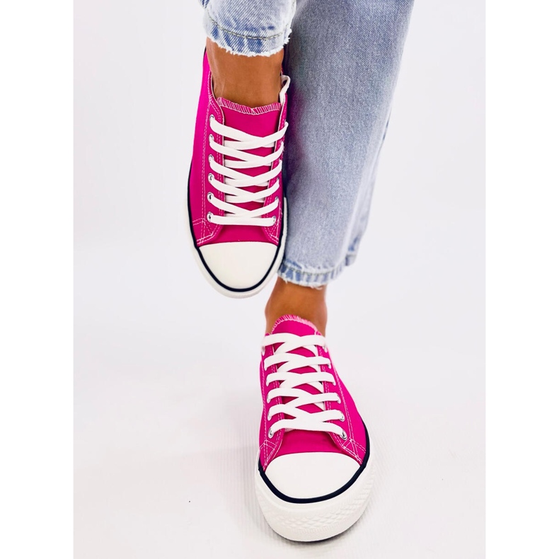 Klassiska damsneakers Basic Fuchsia rosa 1