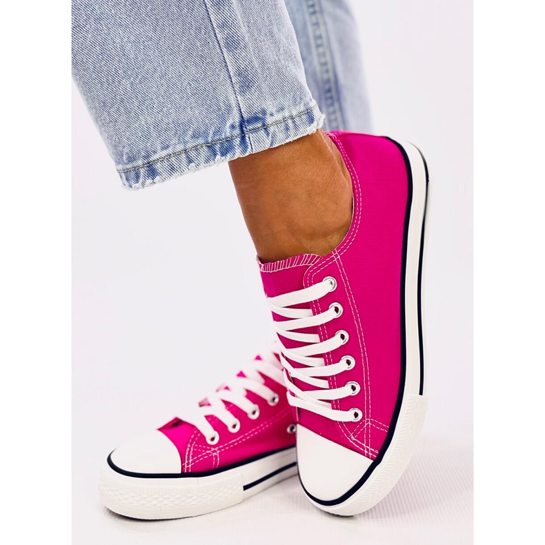 Klassiska damsneakers Basic Fuchsia rosa 2