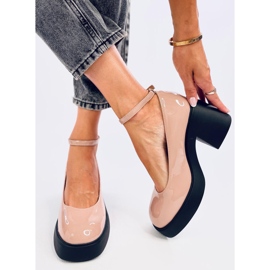 Termet Khaki bredklackade pumps beige 1