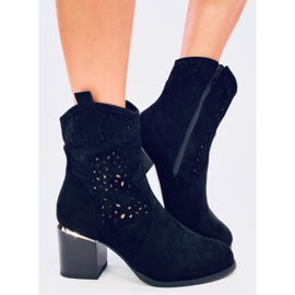 Antares Cowboystövlar i svart genombruten mocka 1