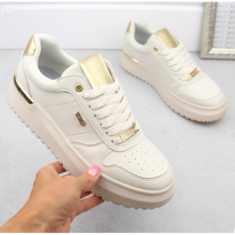 Beige damsportskor med snörning Big Star OO274757 1