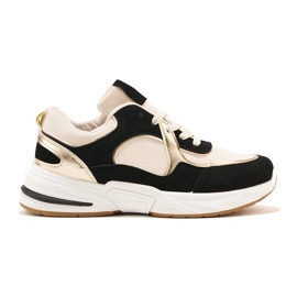 Svarta och beige sneakers med tjock sula vit 1