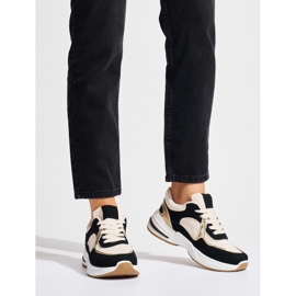 Svarta och beige sneakers med tjock sula vit 2