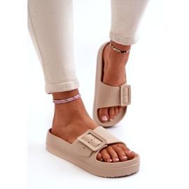 Flip-flops i skum för kvinnor på plattformen med ett spänne Big Star NN274A666 Beige 2