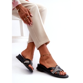 Seastar Klädd flip-flops för kvinnor med dekoration, svart 2