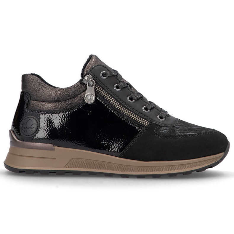 Isolerade svarta sneakers för kvinnor Rieker N1407-00 1